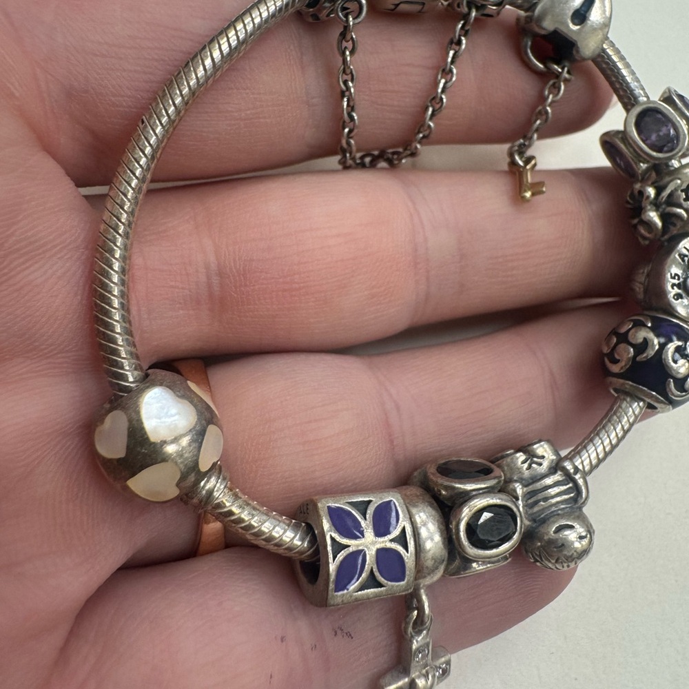 Authentic Vintage Sterling Silver PANDORA Charm Bracelet 6.5" Wrist 52.2g - Picture 13 of 16